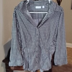 New York & Company Black and White Polka Dot Blouse